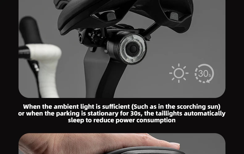 ROCKBROS Smart Brake Sensing Rear Bike Light — Aluminium Waterproof Type-C