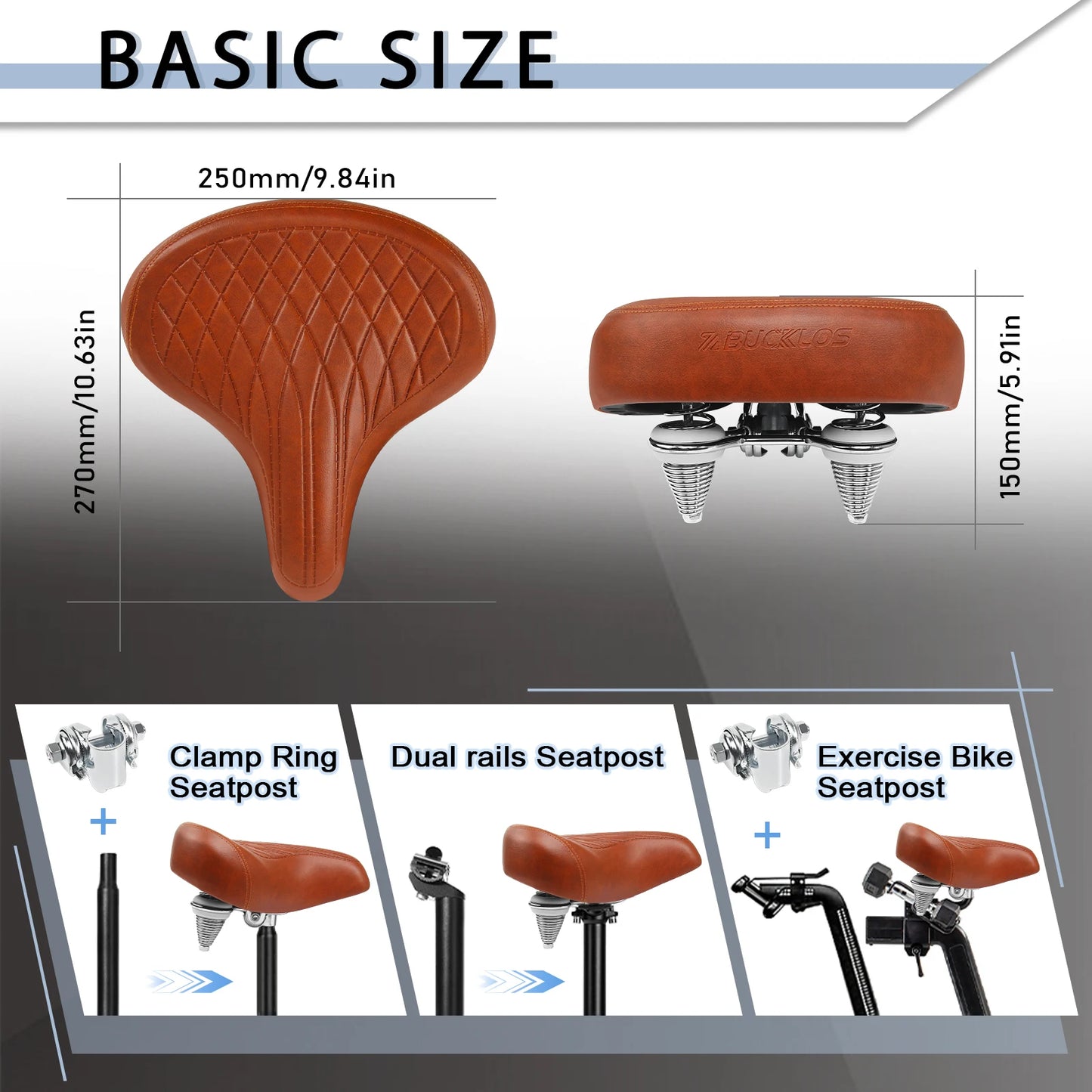 Bucklos Oversized Ergonomic Bicycle Saddle – Wide Thicken Shock-Absorption MTB/Road Seat