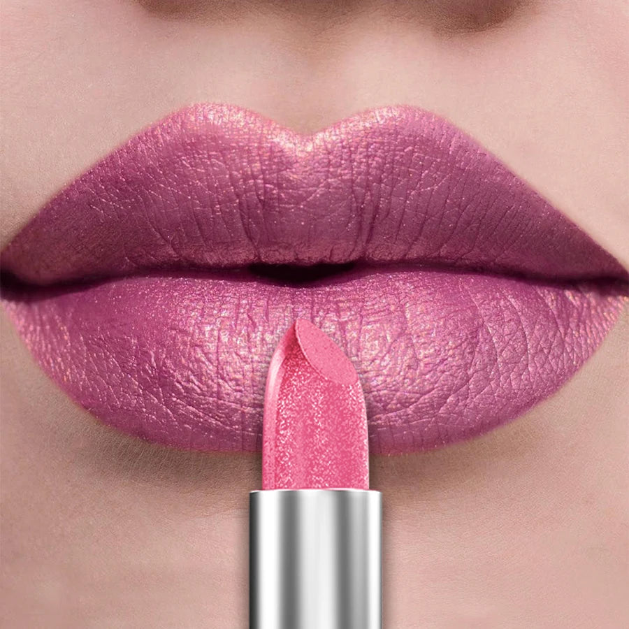 21-Colour Bold Glitter Metallic Lipstick – Long-Lasting Pearlescent Matte Lip Tint