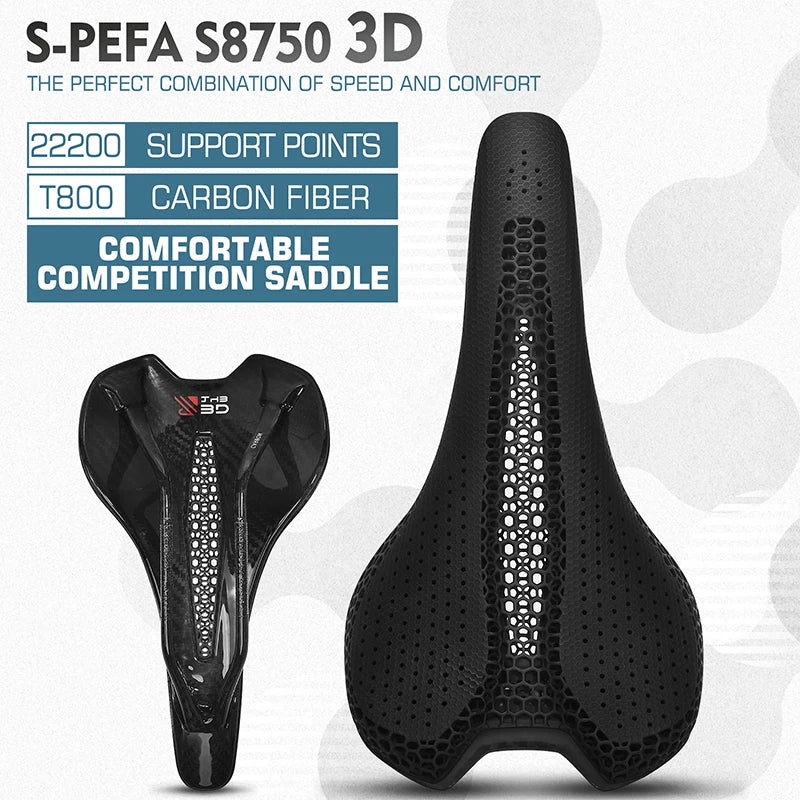 Bucklos 3D Carbon Ultralight Bike Saddle – 143mm Full Carbon Road & MTB Seat
