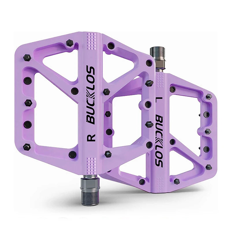 Bucklos MTB Flat Pedals – Sealed Bearing Lightweight Nylon 9/16" Road & Mountain Bike