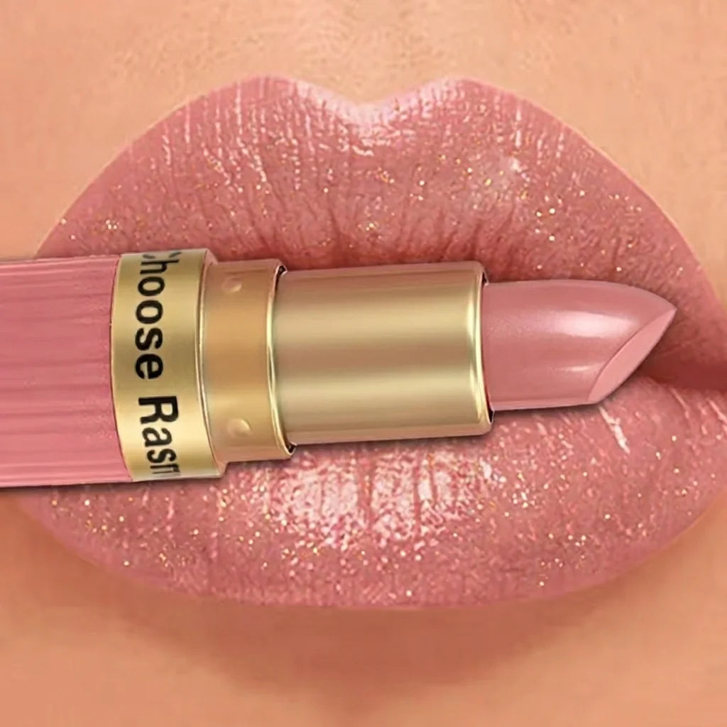 Pearlescent Pink Glitter Velvet Lipstick – Metallic Waterproof Shimmer Diamond Finish