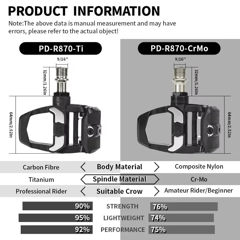 Bucklos Clipless Road Bike Pedals – Look KEO Compatible Carbon Nylon Titanium Spindle