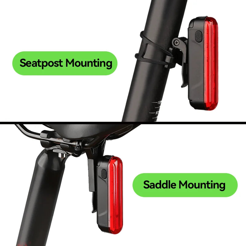 Bike Laser Taillight with Auto Brake Sensing — Waterproof LED Rear Light