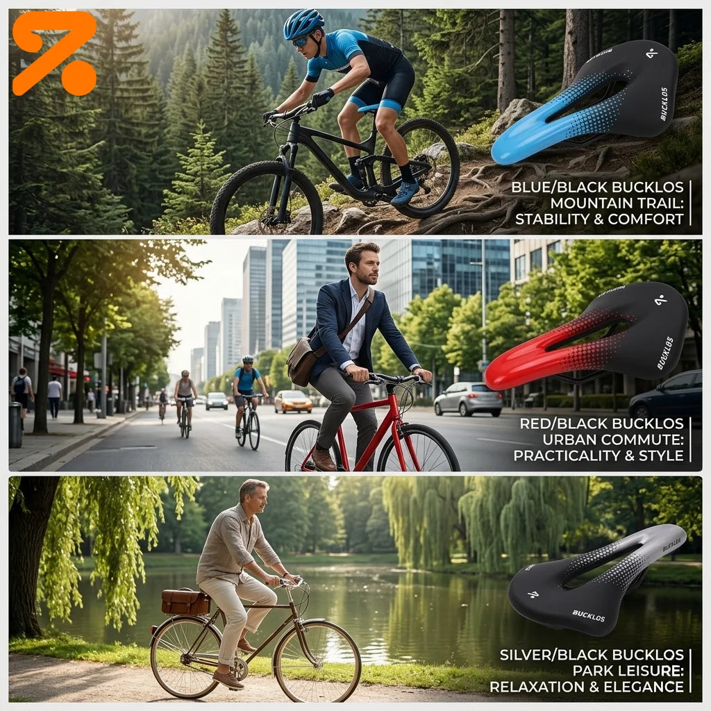 Bucklos Mountain & Road Bike Saddle – 24.5×14.5mm Hollow Comfort Cycling Cushion