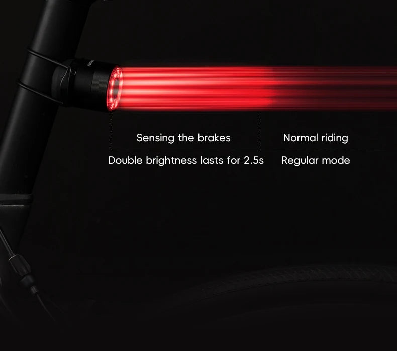 ROCKBROS Smart Brake Sensing Rear Bike Light — Aluminium Waterproof Type-C