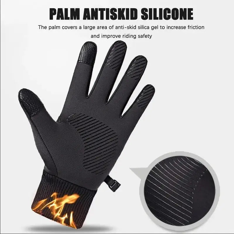 Black glove with antiskid silicone palm on a white background