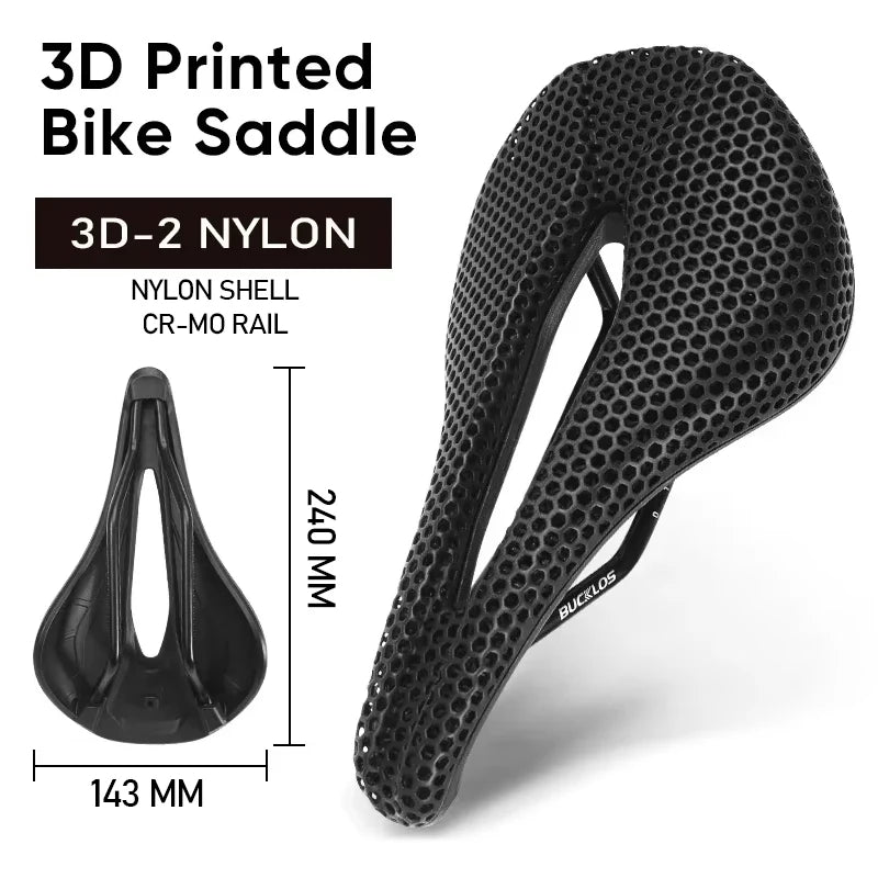 Bucklos Carbon 3D Printed Bicycle Saddle – 143mm/155mm Road & Mountain Bike