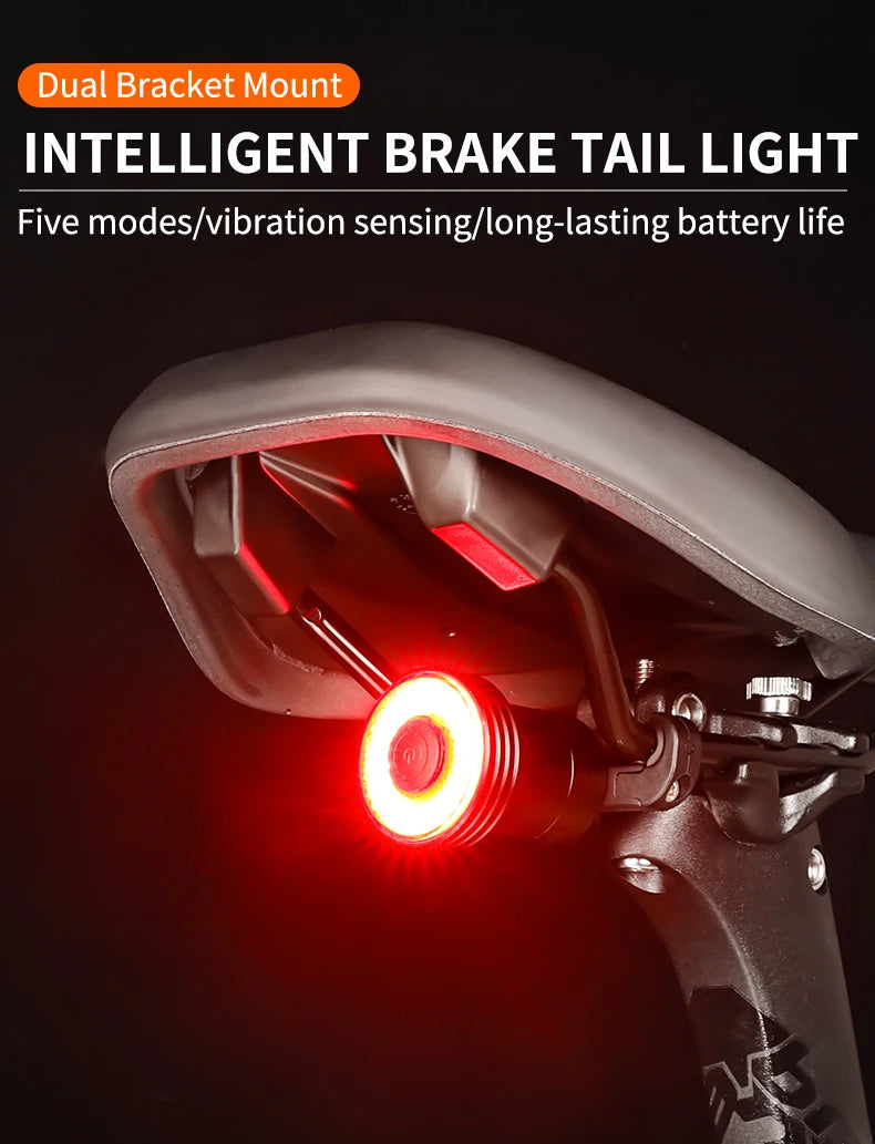 Smart Auto Brake Sensing Bike Tail Light — USB Rechargeable Waterproof LED
