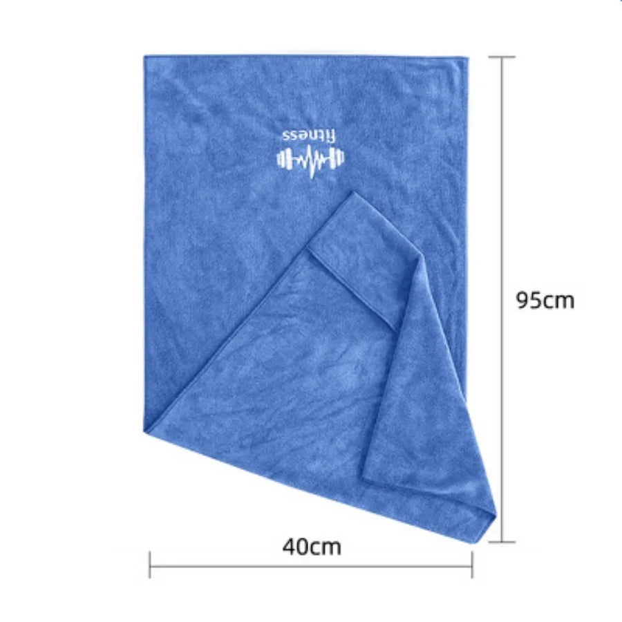 Sky Blue towel and dimensions on a white background