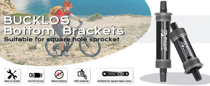 BUCKLOS Square Taper Bottom Bracket — BB68 / BB100 Threaded CNC