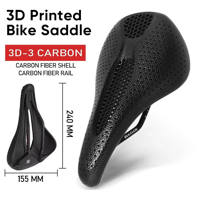 Bucklos Carbon 3D Printed Bicycle Saddle – 143mm/155mm Road & Mountain Bike