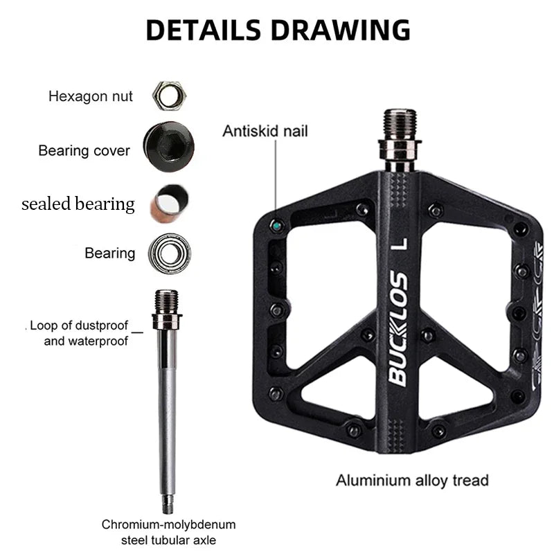 BUCKLOS Ultralight Anti-Slip MTB Bike Pedals