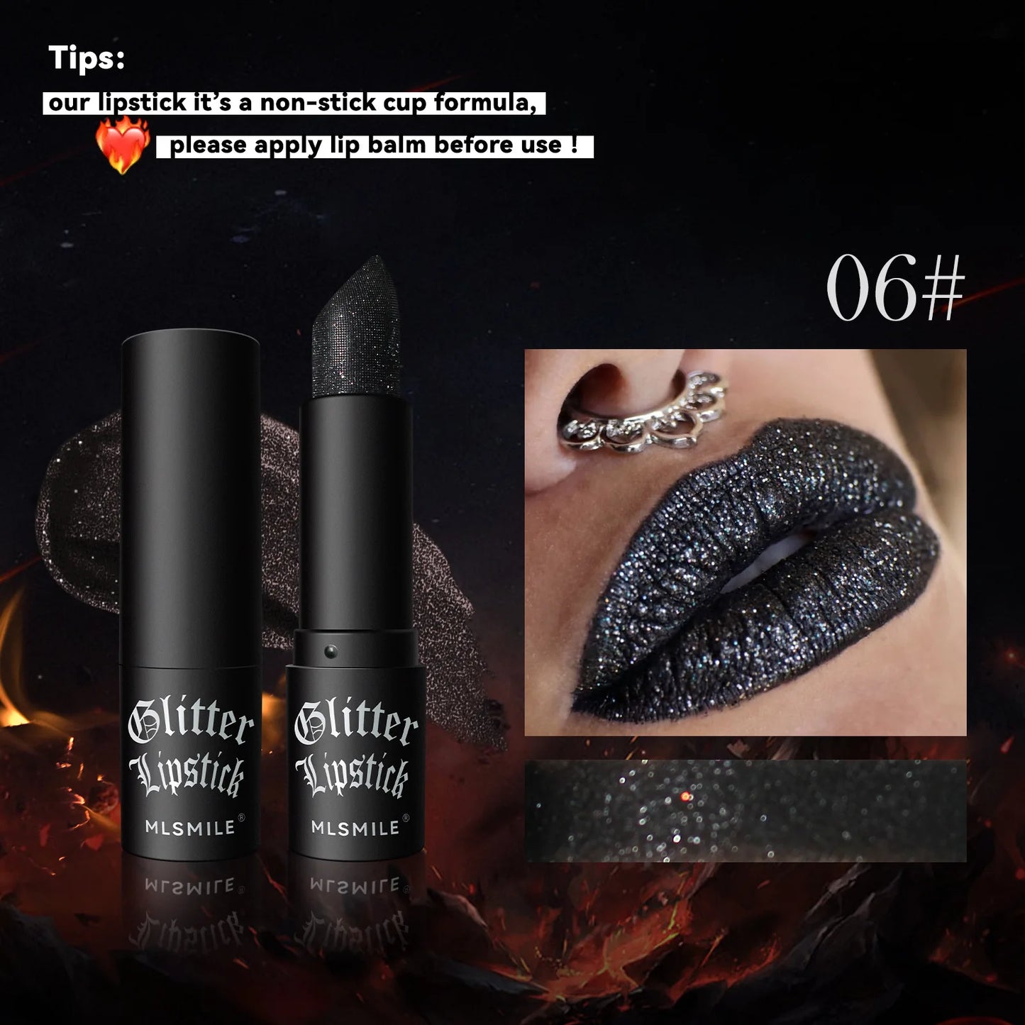 7-Colour Glitter Metallic Lipstick – Waterproof Long-Lasting Diamond Pearlescent Lip Colour