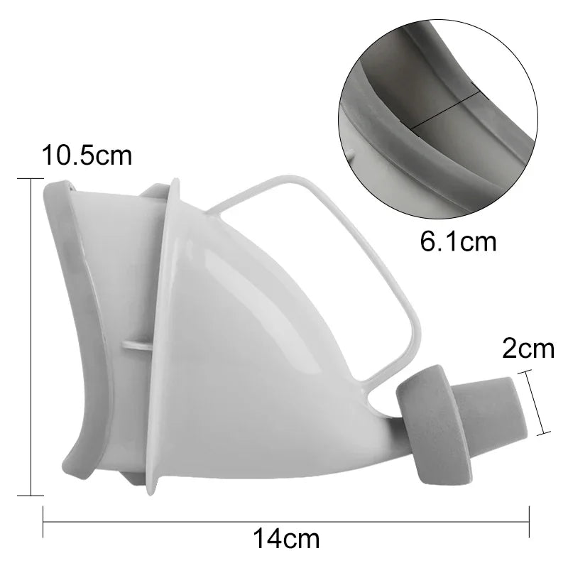 Gray funnel with measurements on a white background