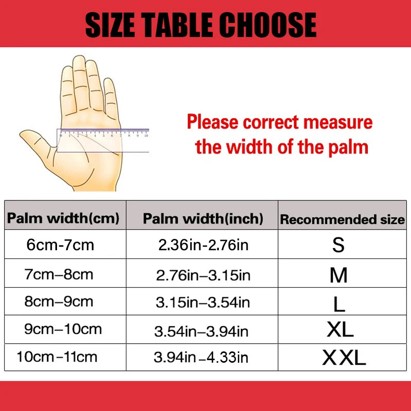 Hand size chart for determining glove or palm product size with a ruler illustration.