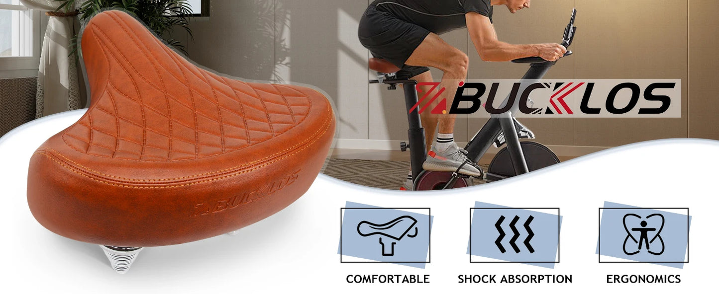Bucklos Oversized Ergonomic Bicycle Saddle – Wide Thicken Shock-Absorption MTB/Road Seat