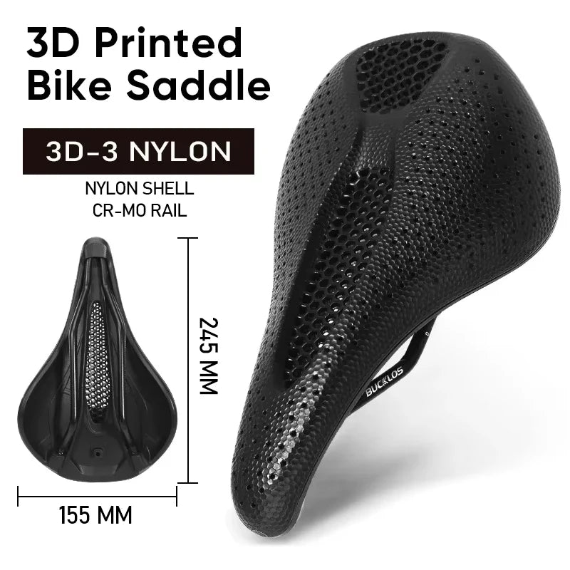 Bucklos Carbon 3D Printed Bicycle Saddle – 143mm/155mm Road & Mountain Bike