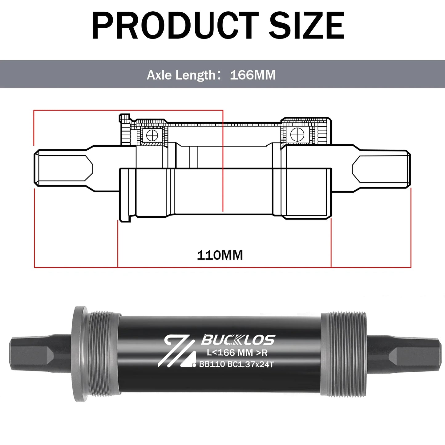 BUCKLOS Square Taper Bottom Bracket — BB68 / BB100 Threaded CNC