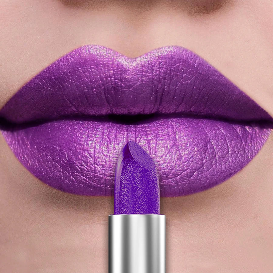 21-Colour Bold Glitter Metallic Lipstick – Long-Lasting Pearlescent Matte Lip Tint