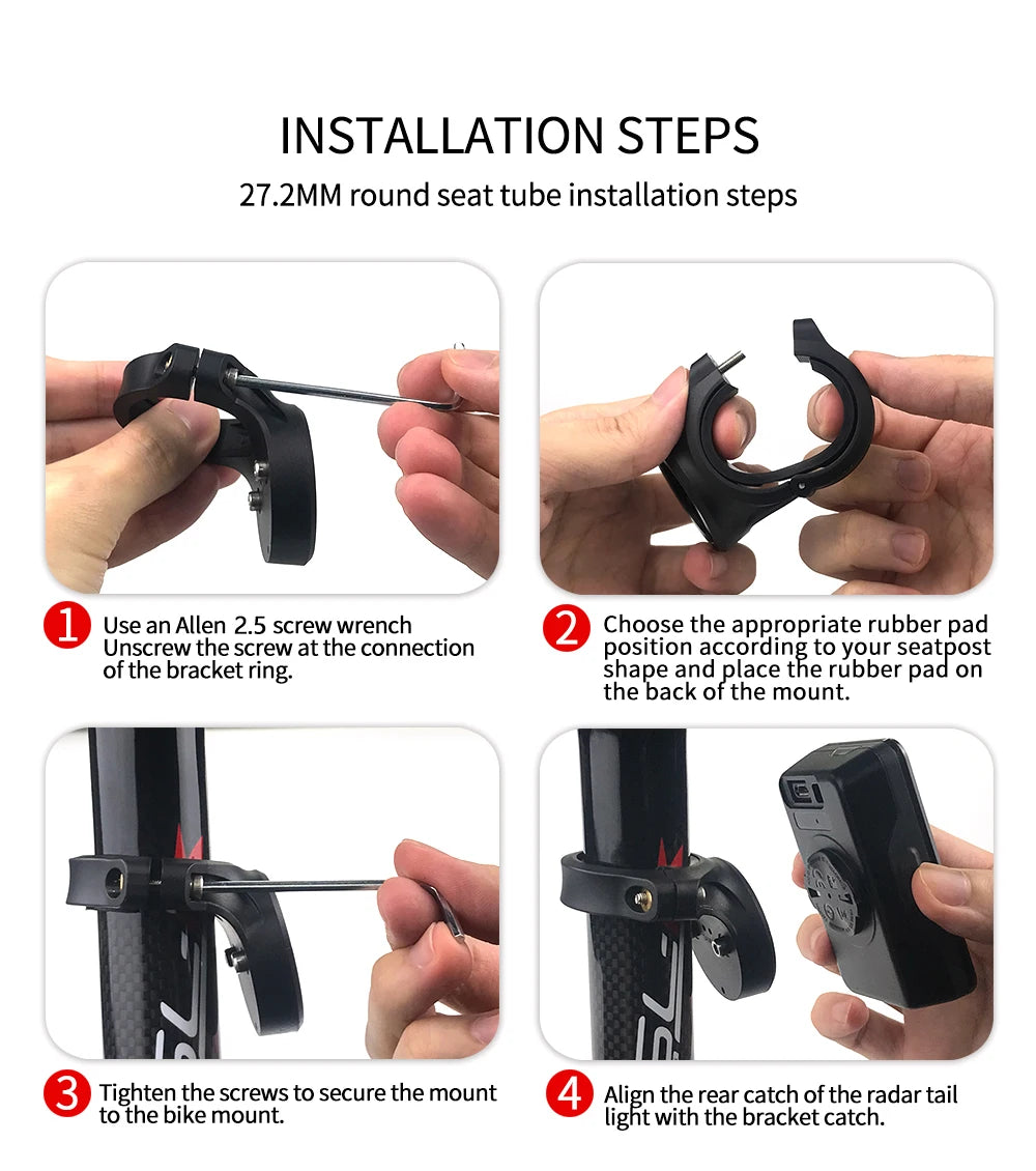 Bicycle Seatpost Taillight Bracket — Compatible with Garmin Varia RTL510 & RVR315