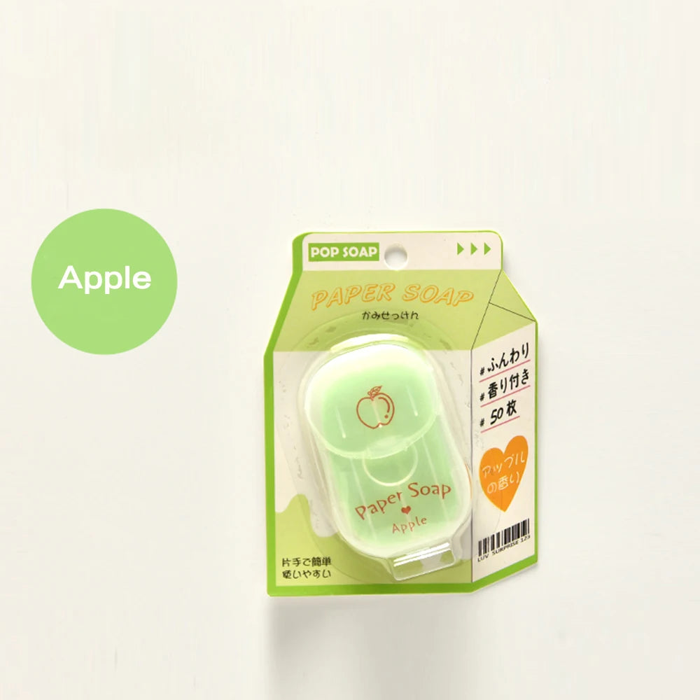 Green paper soap with packaging on a white background