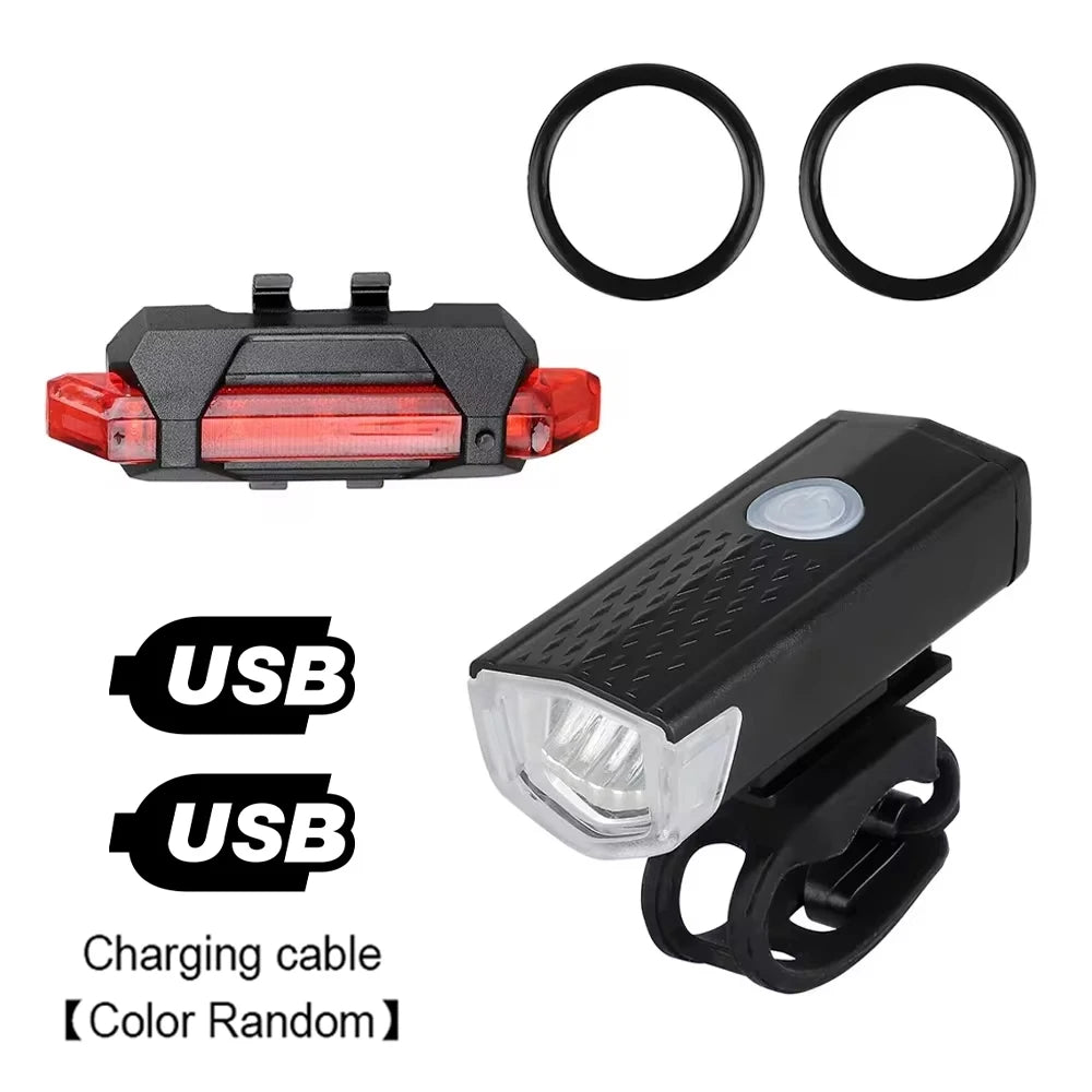USB Rechargeable Bike Headlight & Taillight Set