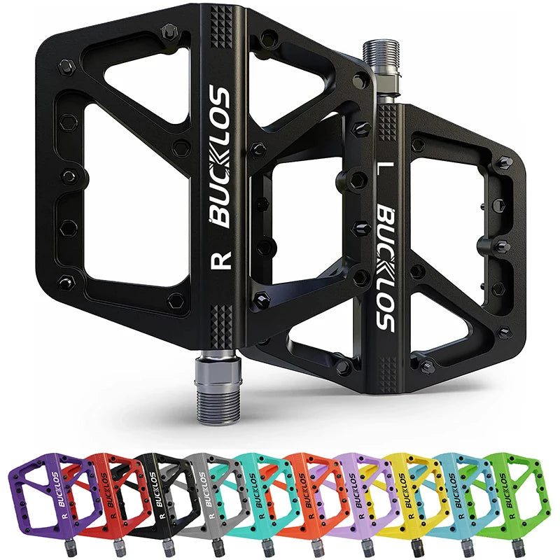Bucklos MTB Flat Pedals – Sealed Bearing Lightweight Nylon 9/16" Road & Mountain Bike