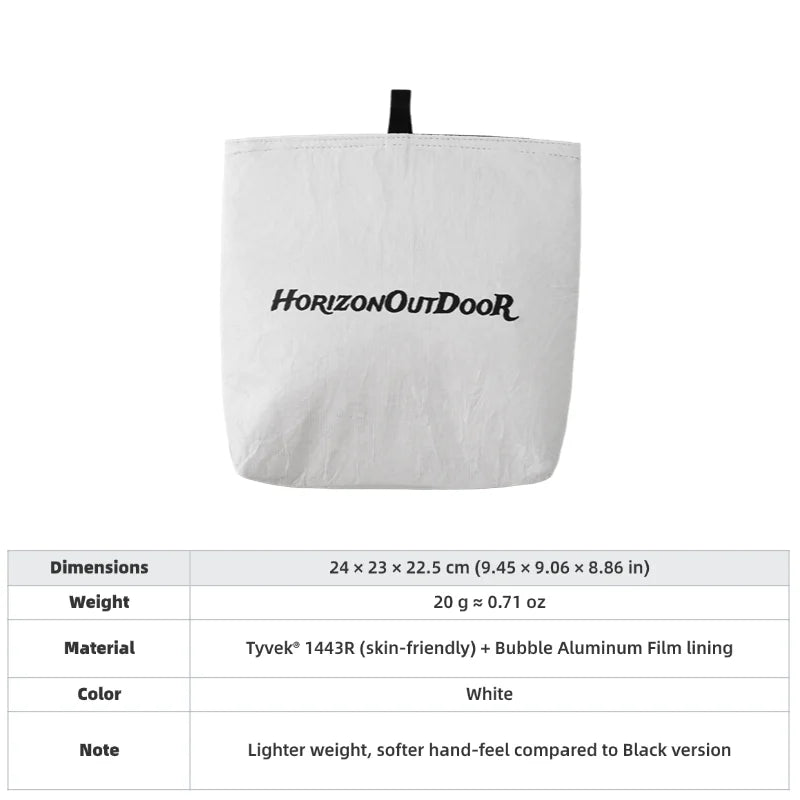 White pouch with 'HorizonOutdoor' branding on a white background