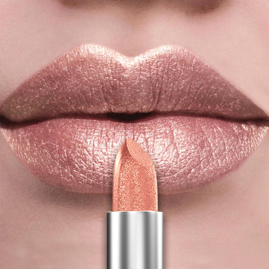 21-Colour Bold Glitter Metallic Lipstick – Long-Lasting Pearlescent Matte Lip Tint