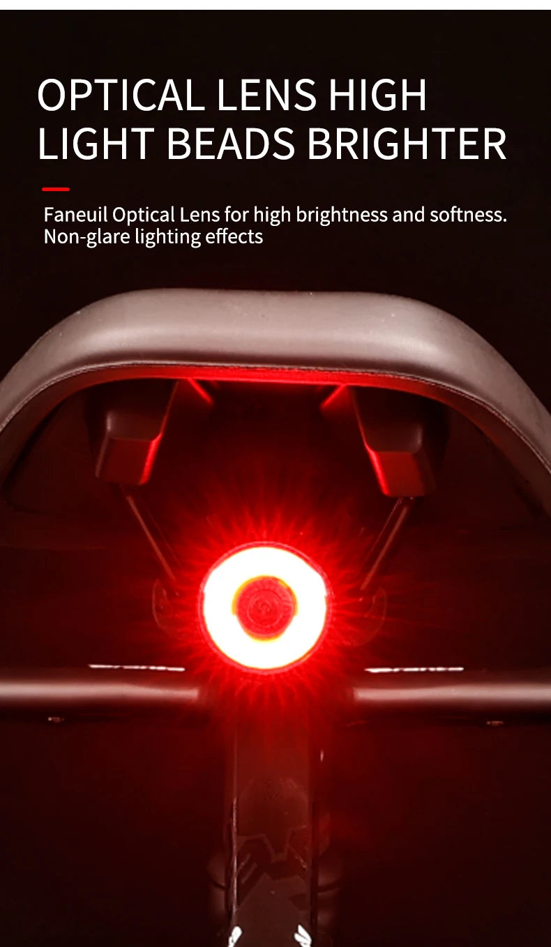 Smart Auto Brake Sensing Bike Tail Light — USB Rechargeable Waterproof LED