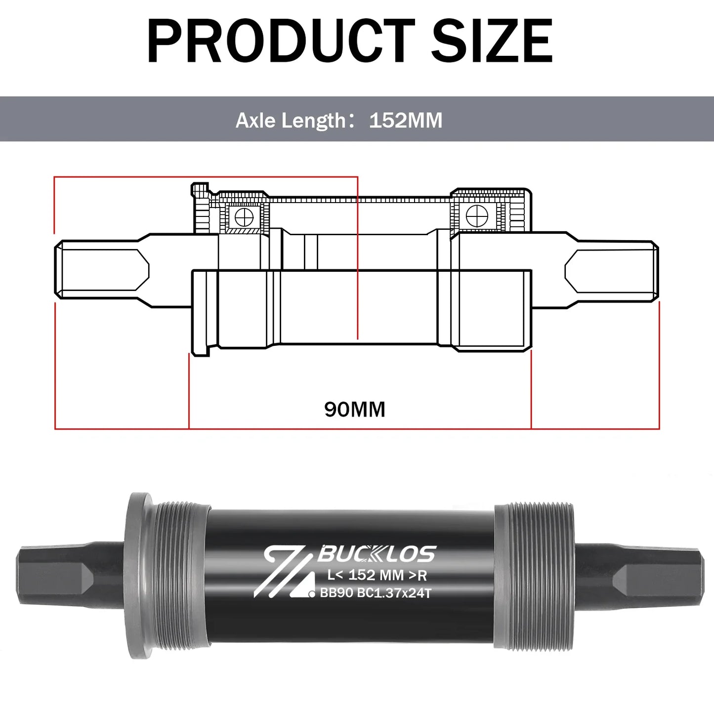 BUCKLOS Square Taper Bottom Bracket — BB68 / BB100 Threaded CNC