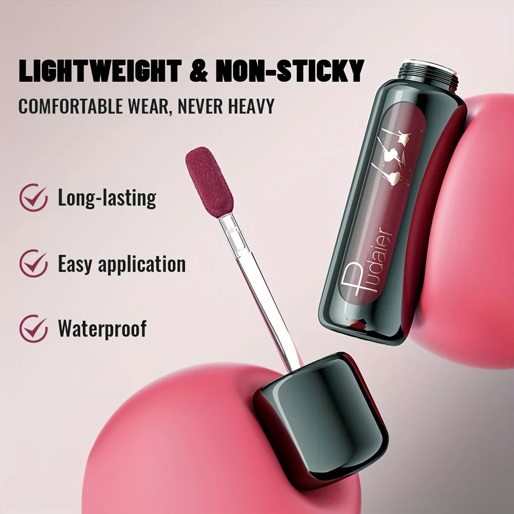 Matte Velvet Lip Gloss – Highly Saturated Long-Lasting Liquid Lip Mud, All Skin Tones