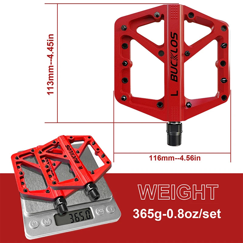 Bucklos MTB Flat Pedals – Sealed Bearing Lightweight Nylon 9/16" Road & Mountain Bike