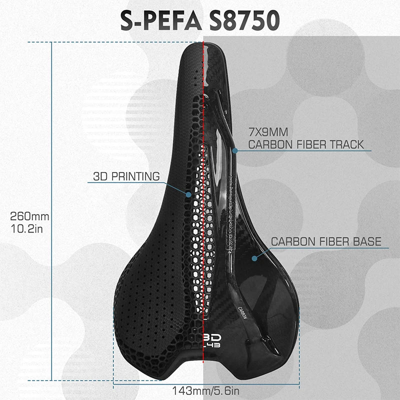 Bucklos 3D Carbon Ultralight Bike Saddle – 143mm Full Carbon Road & MTB Seat