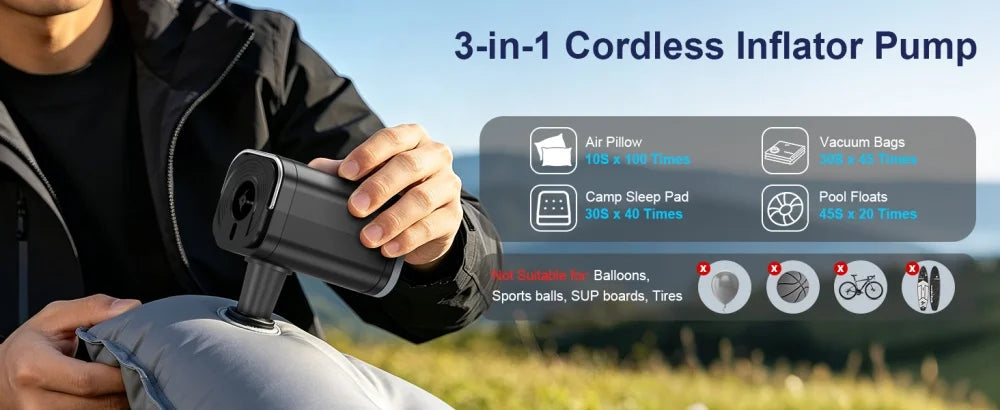 Mini Portable Wireless Air Pump — 1200mAh USB Rechargeable Inflator