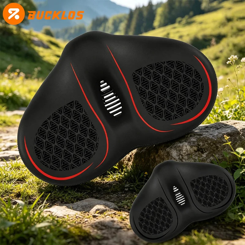 Bucklos Noseless Bicycle Saddle – Wide Ergonomic MTB/Road Bike Seat