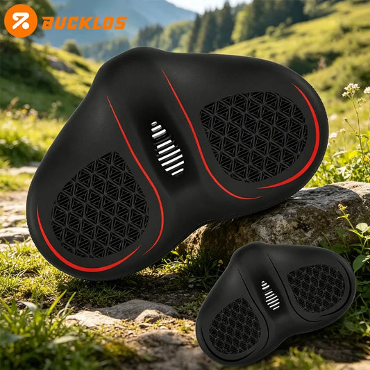 Bucklos Noseless Bicycle Saddle – Wide Ergonomic MTB/Road Bike Seat