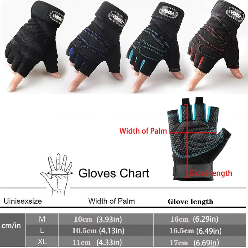 Gym Gloves with Wristband – Weight Lifting Fitness Training Shockproof for Men & Women