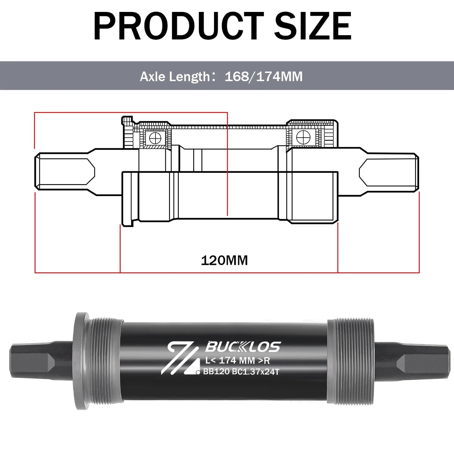 BUCKLOS Square Taper Bottom Bracket — BB68 / BB100 Threaded CNC