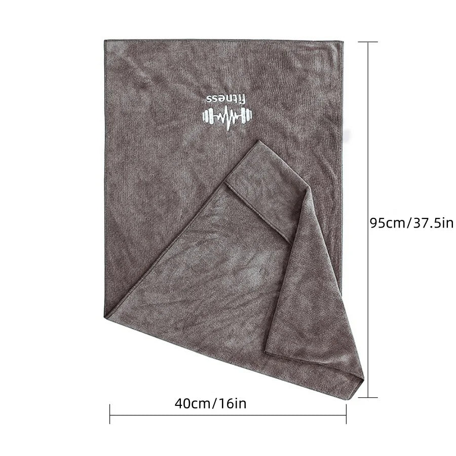 Gray towel and dimensions on a white background