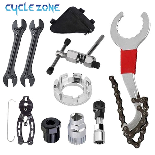 Bicycle Repair Tool Kit — Flywheel Remover, Chain Breaker & Crank Puller Set