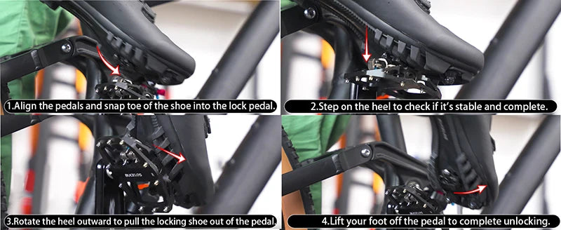Bucklos MTB SPD Dual-Function Pedals – Clipless & Flat Platform, Non-Slip