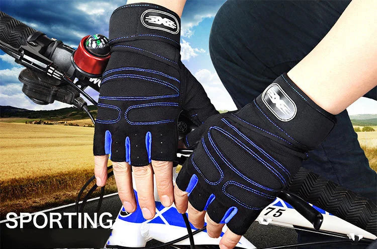 Gym Gloves with Wristband – Weight Lifting Fitness Training Shockproof for Men & Women