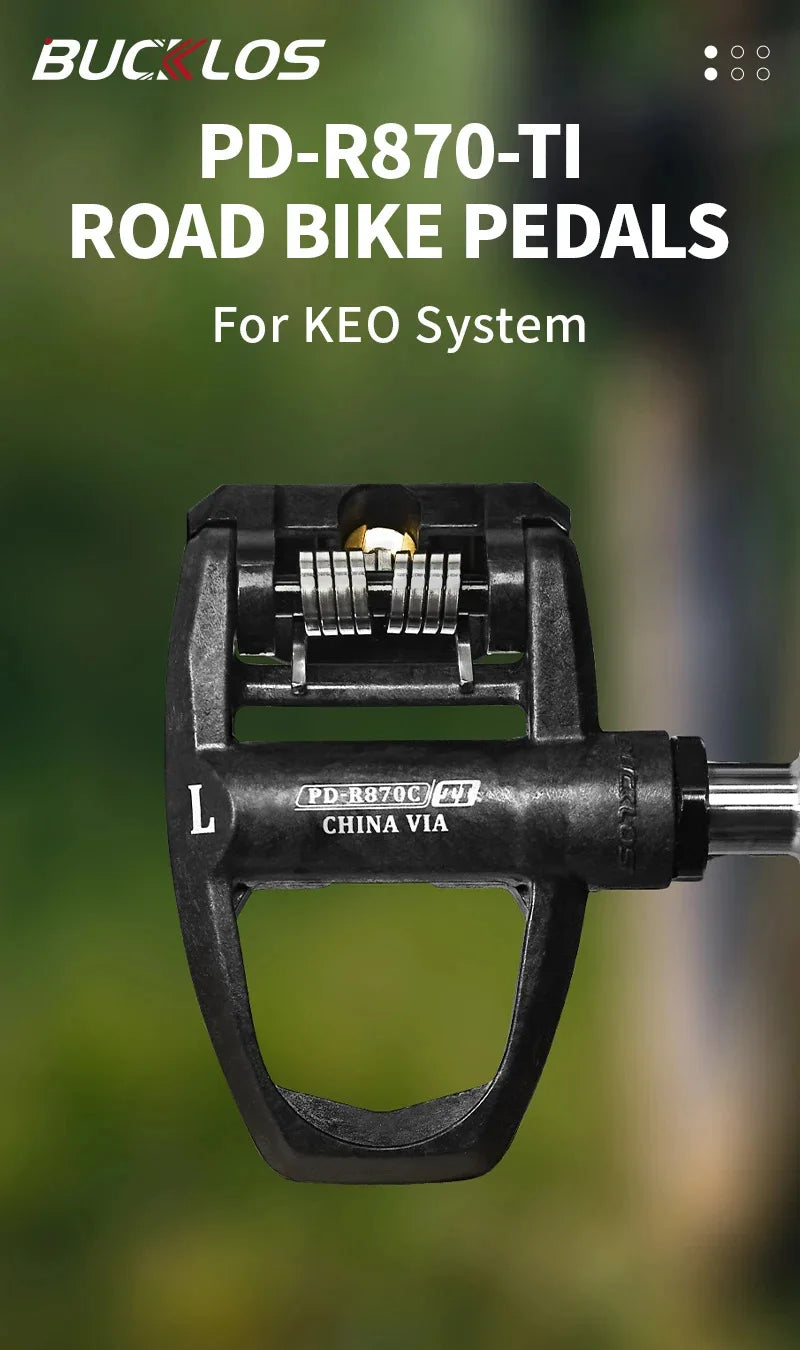 Bucklos Clipless Road Bike Pedals – Look KEO Compatible Carbon Nylon Titanium Spindle