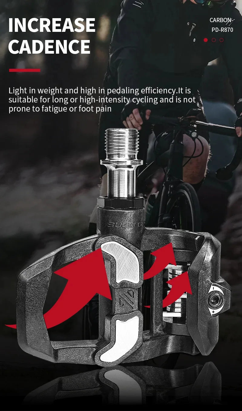 Bucklos Clipless Road Bike Pedals – Look KEO Compatible Carbon Nylon Titanium Spindle