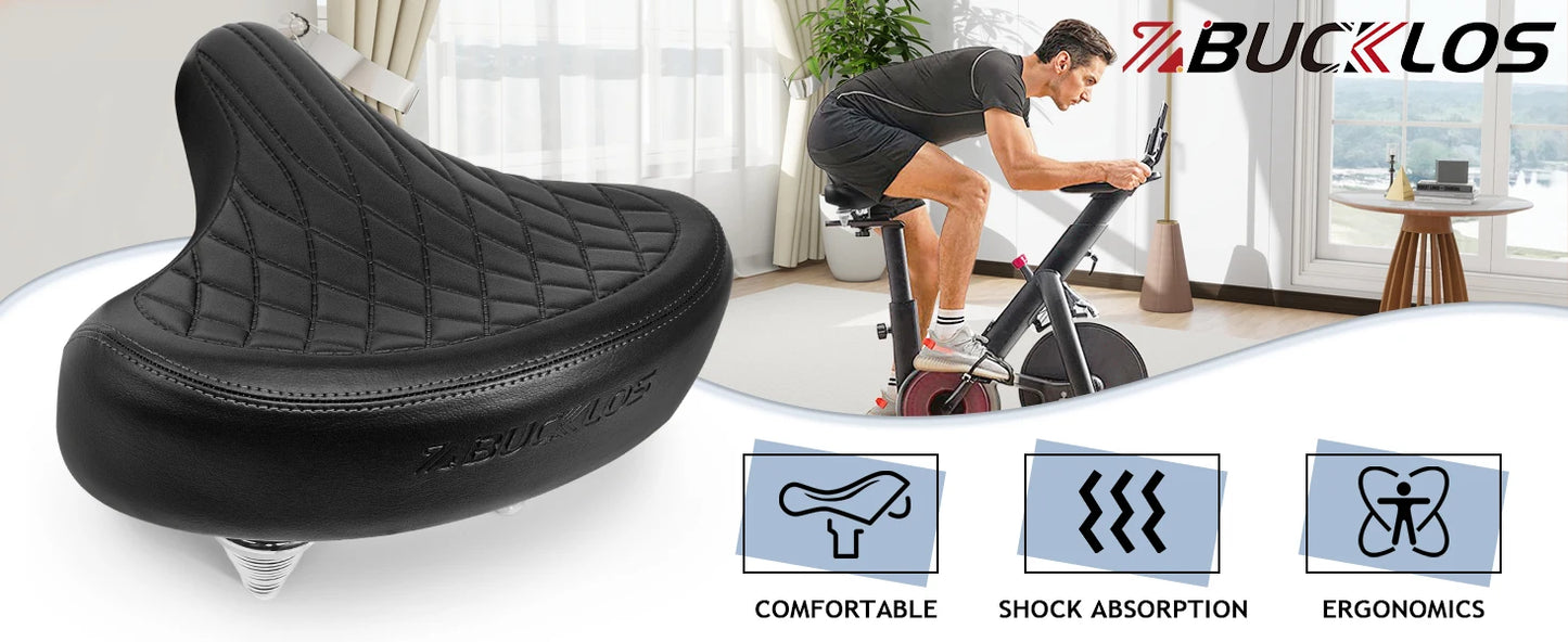 Bucklos Oversized Ergonomic Bicycle Saddle – Wide Thicken Shock-Absorption MTB/Road Seat
