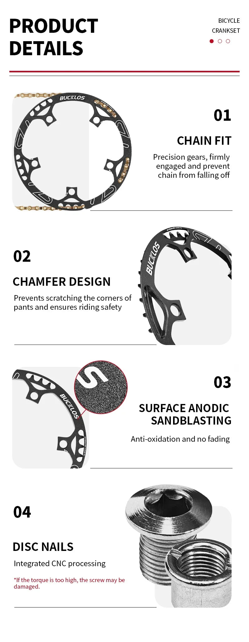 Bucklos 130BCD Folding Bicycle Crankset 170mm – 45T/47T/53T/56T/58T for BMX & Road Bike