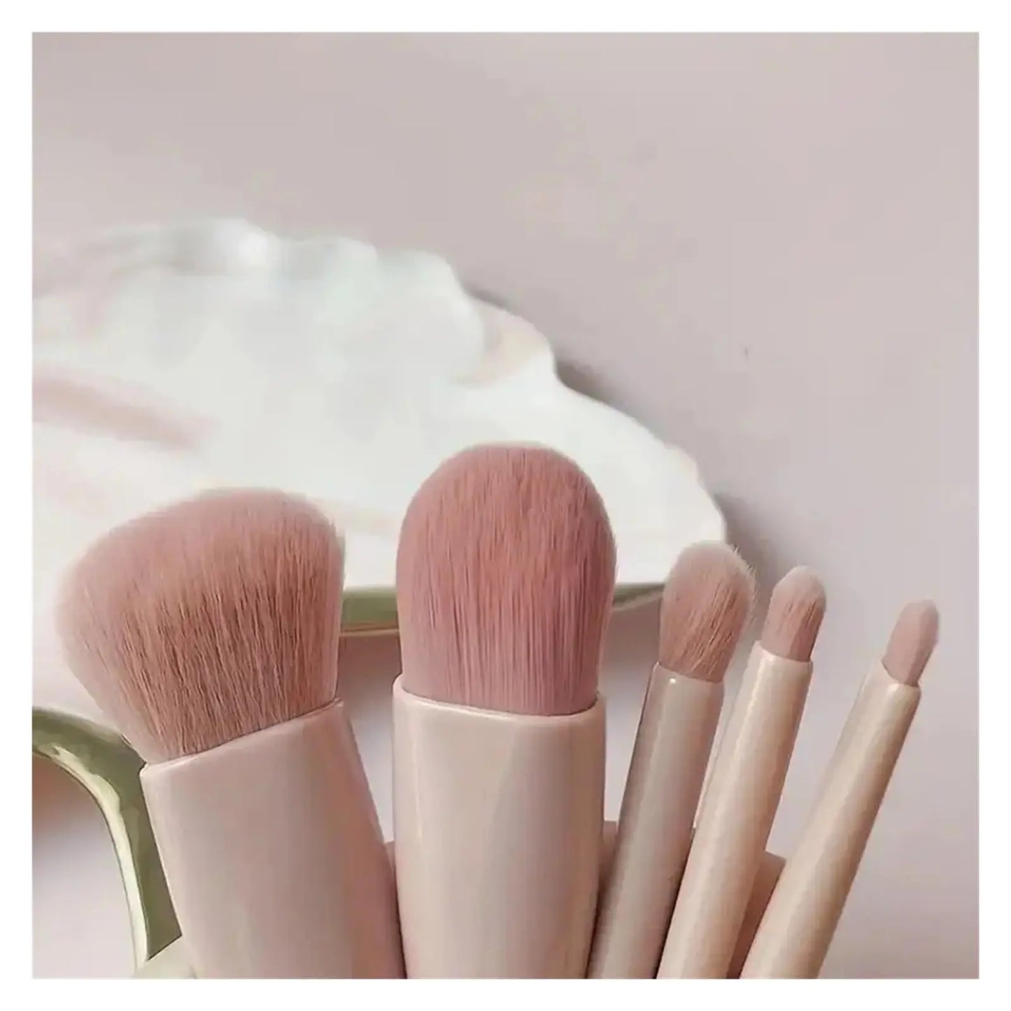 5-Piece Mini Travel Makeup Brush Set with Mirror Case