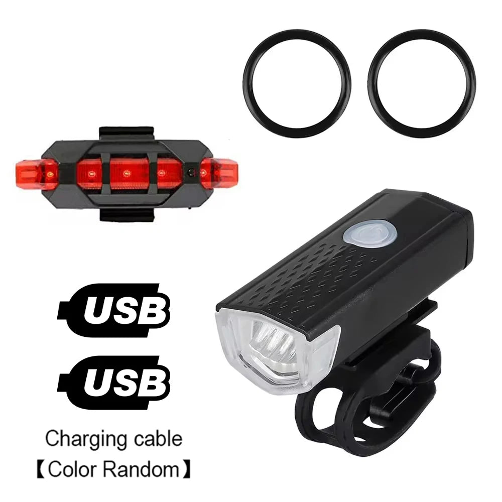 USB Rechargeable Bike Headlight & Taillight Set